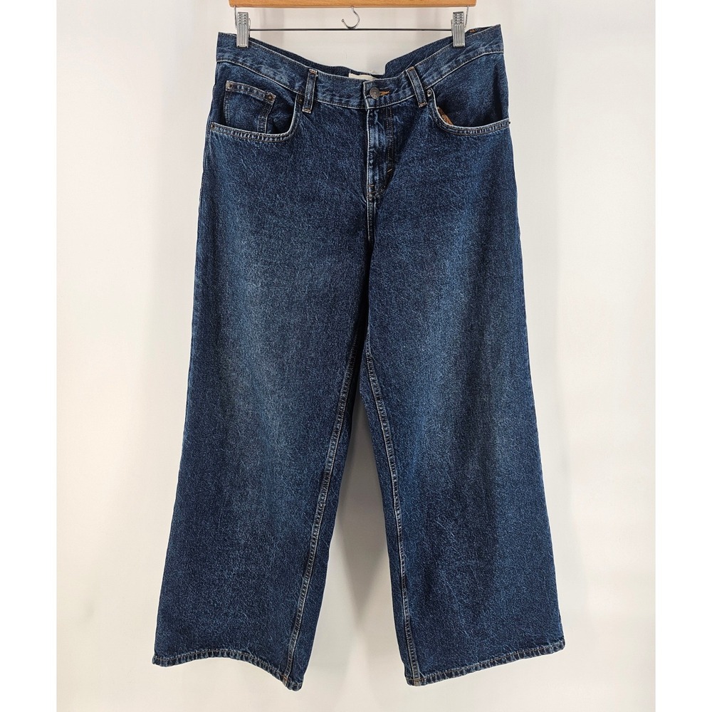 Motel Denim Wide Leg Jeans 32 Medium Wash High Rise Baggy 90s Y2K Retro Relaxed